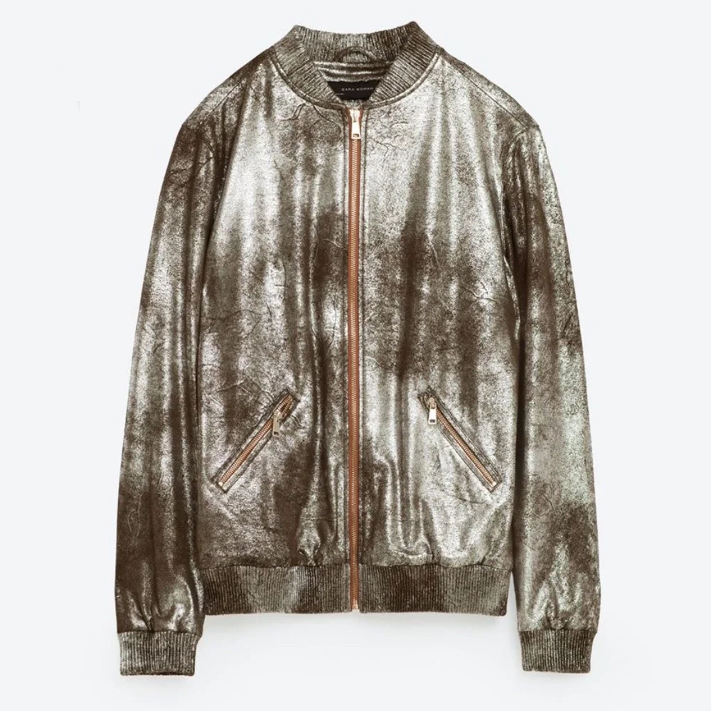 Zara metallic faux suede bomber jacket S - Picture 7 of 13